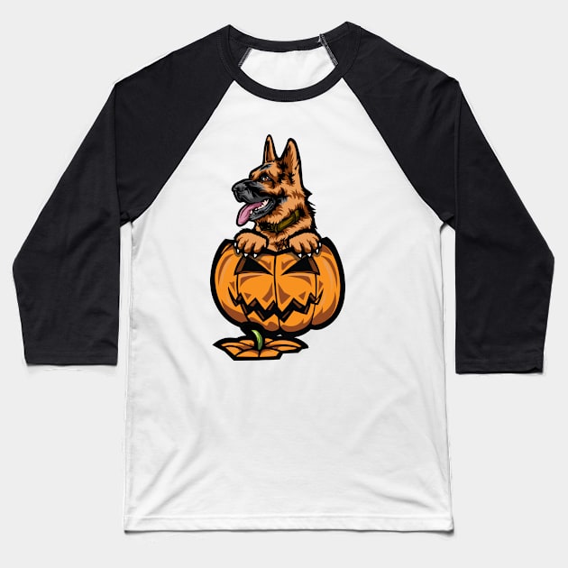 Halloween German Shepherd Pumpkin Baseball T-Shirt by IPRINT